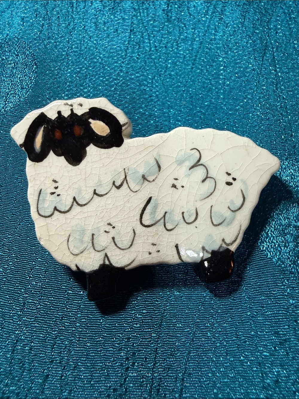 Handcrafted White Ceramic Sheep brooch